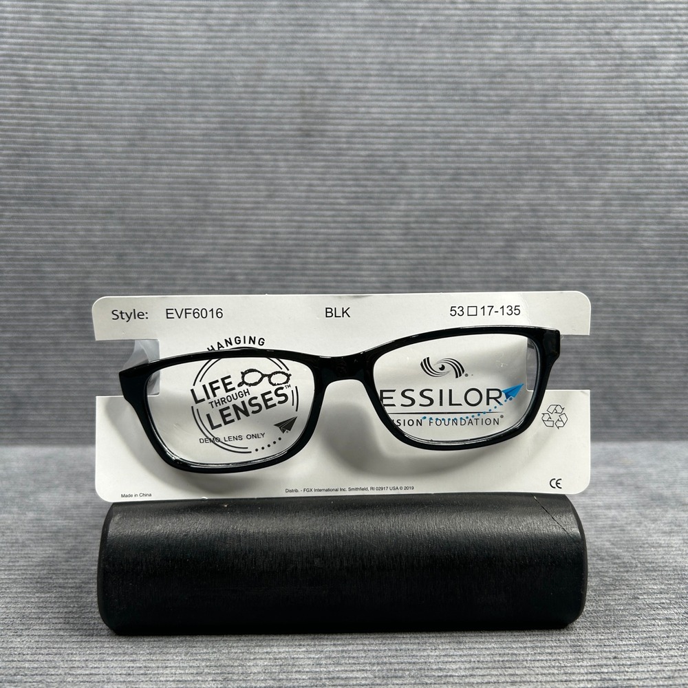 Essilor EVF6016 Y2K Black Rectangular Eyeglass Frames 53-17-135